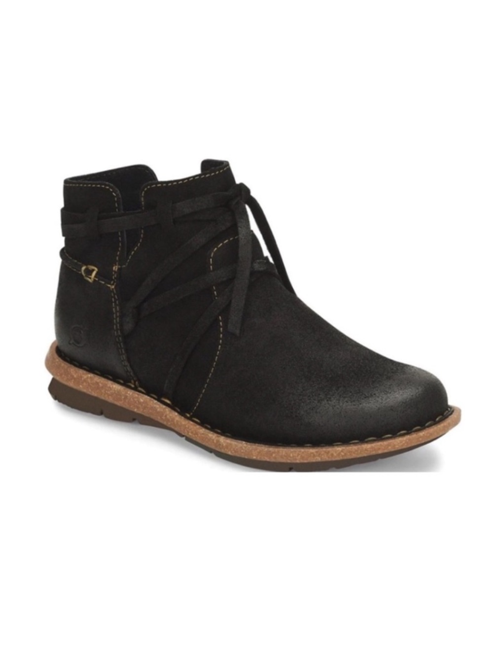 Born Tarklin leather distressed ankle boots black 9